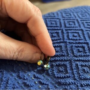 Sabika Small Drop Gray Blue  Euro Wires Earrings